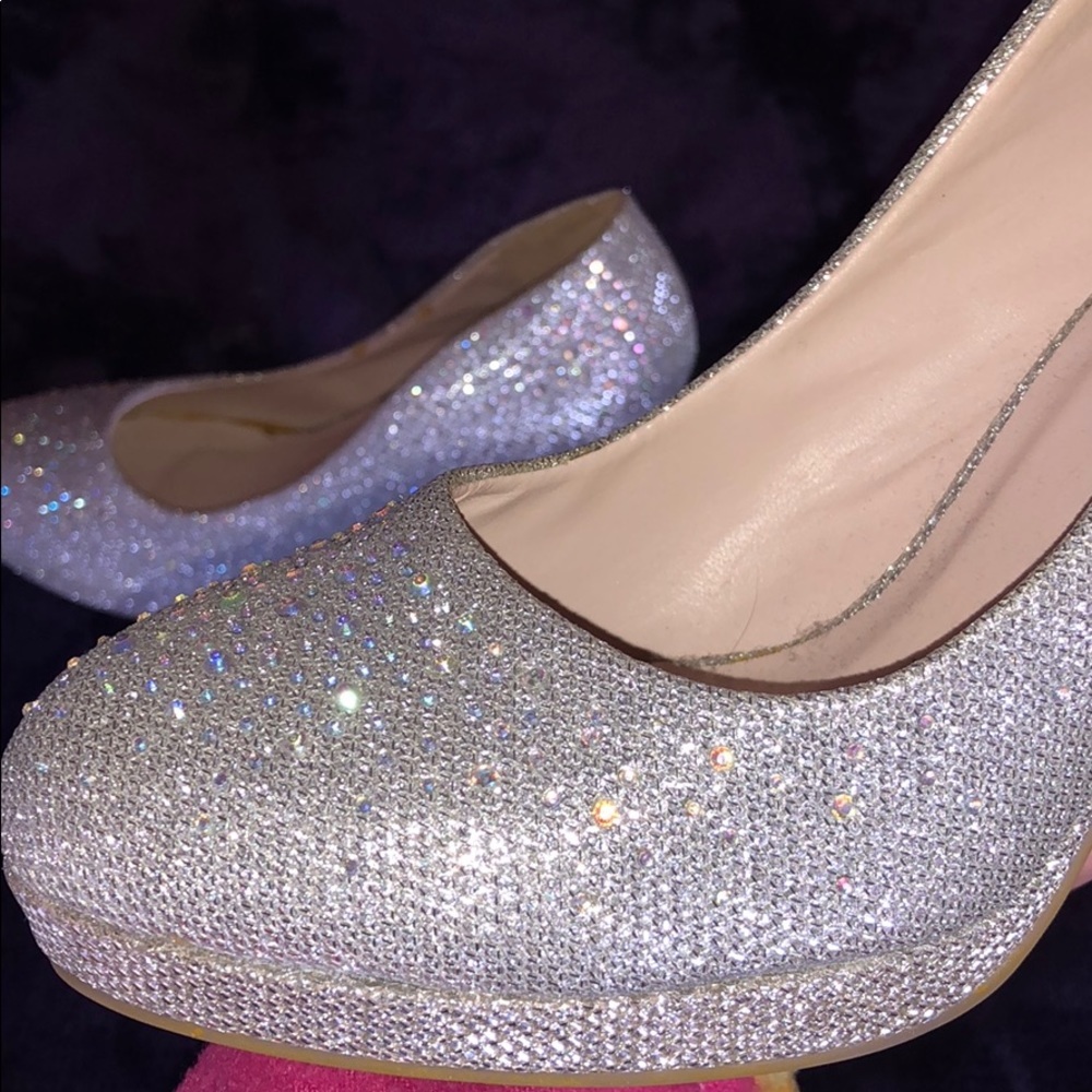 Rhinestone Silver Heels With Platform - image 2